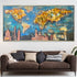 Golden World Skylines 100% Hand Painted Wall Painting (With Golden Outer Floater Frame frame) (27.5x55 Inches)